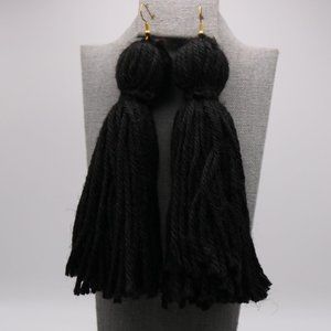 Black Yarn Tassel Earrings